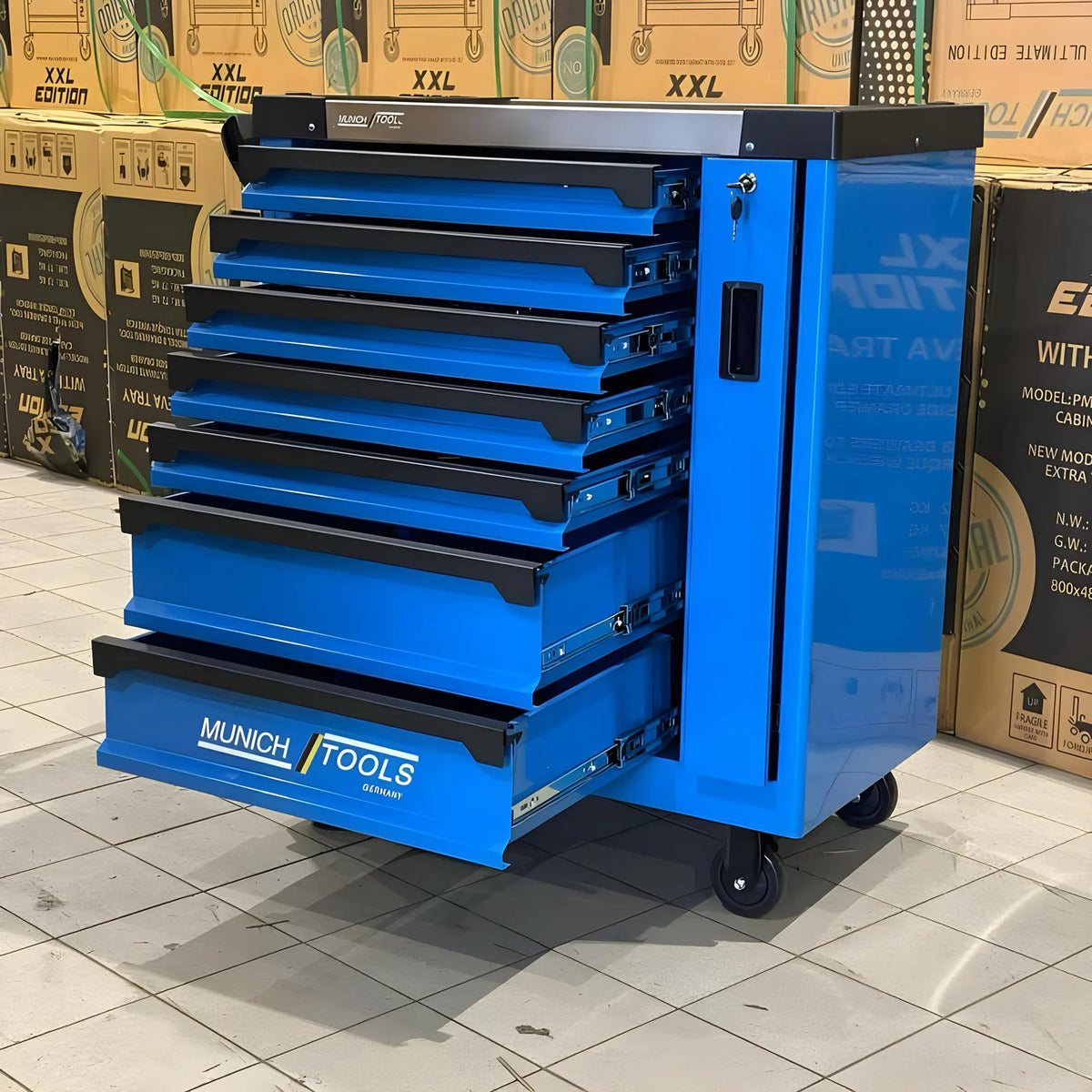 Carrello Portautensili da Officina Professionale con 8 Cassetti e Utensili Completi