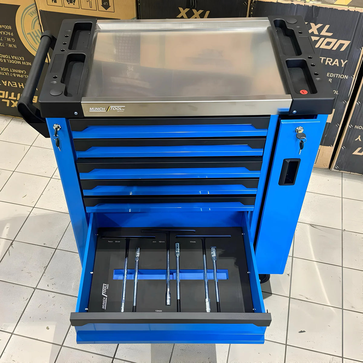 Carrello Portautensili da Officina Professionale con 8 Cassetti e Utensili Completi