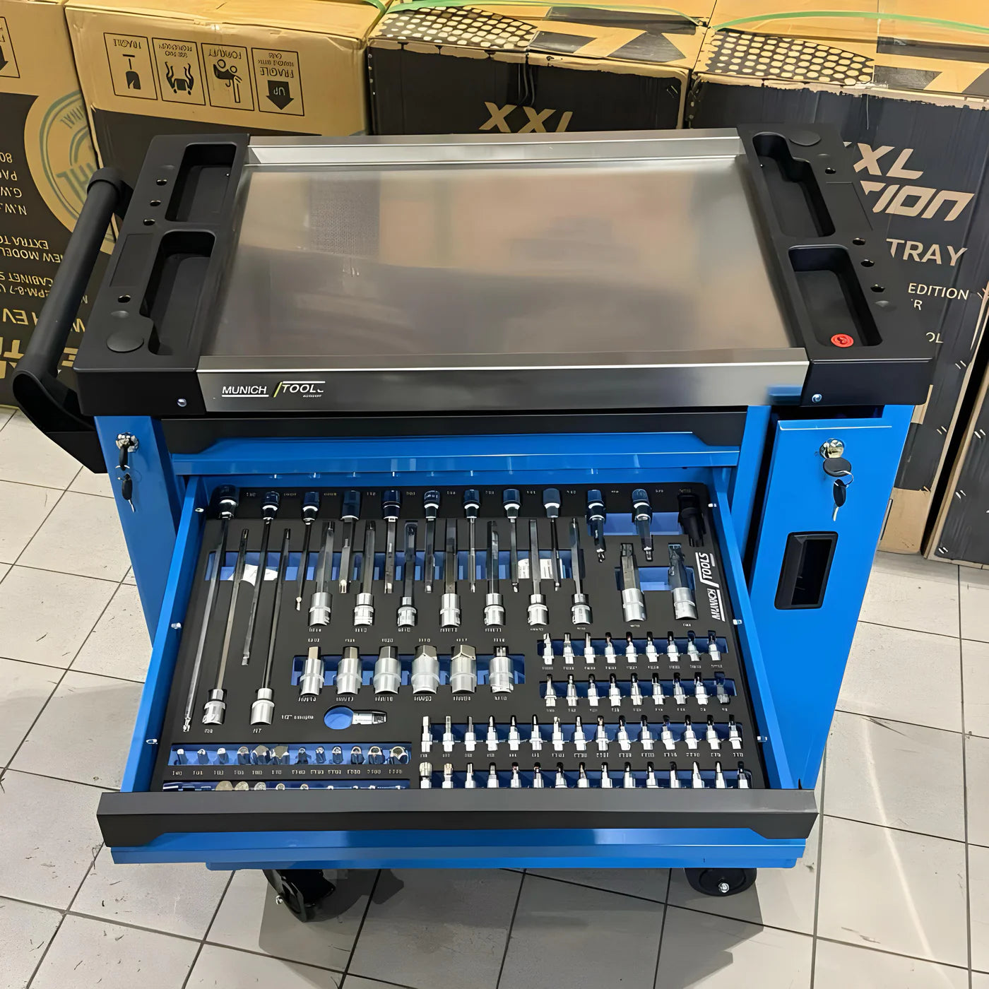 Carrello Portautensili da Officina Professionale con 8 Cassetti e Utensili Completi
