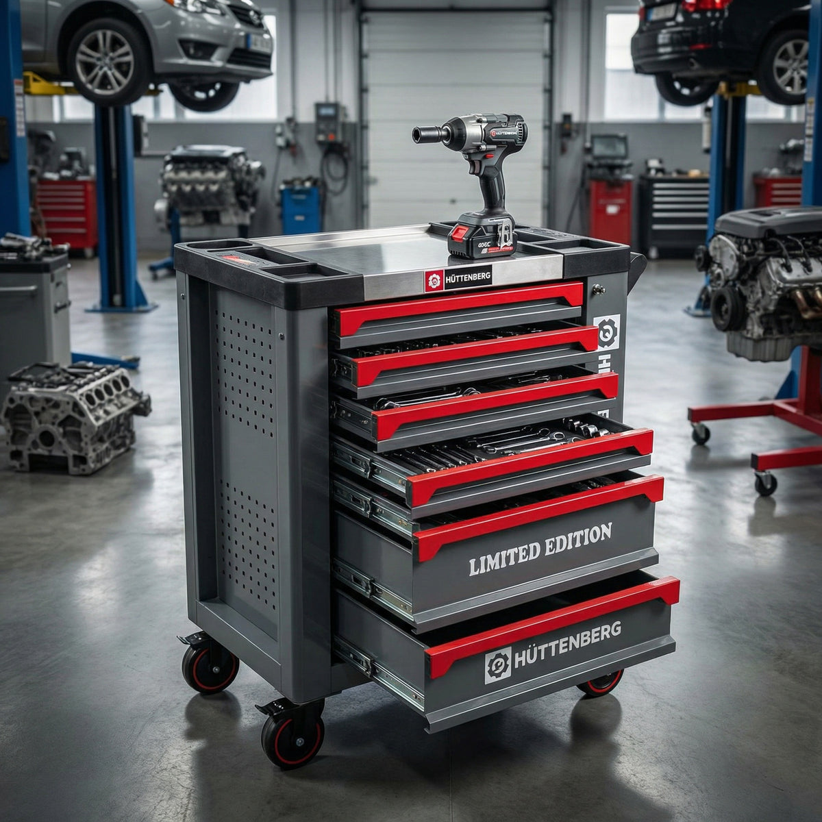 Carrello da Officina Professionale  con 259 Attrezzi – 7 Cassetti